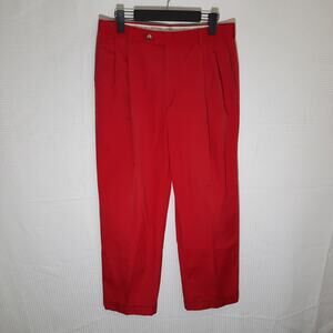 Berle 32x30 Red Cotton Pants Men’s Flat Front Golf Trousers Southern Prep Style